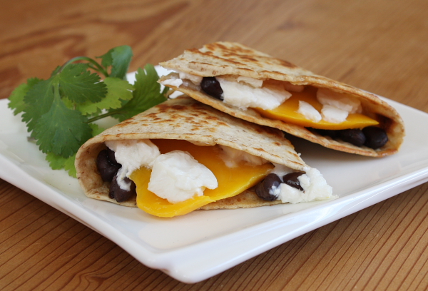 Mango, black bean & goat cheese quesadilla