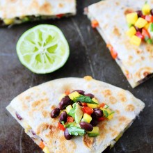 Mango black bean quesadillas