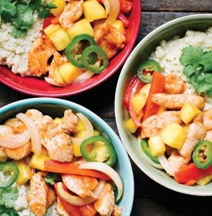 Mango chicken with cauliflower rice