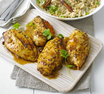Mango chicken with spiced pilau