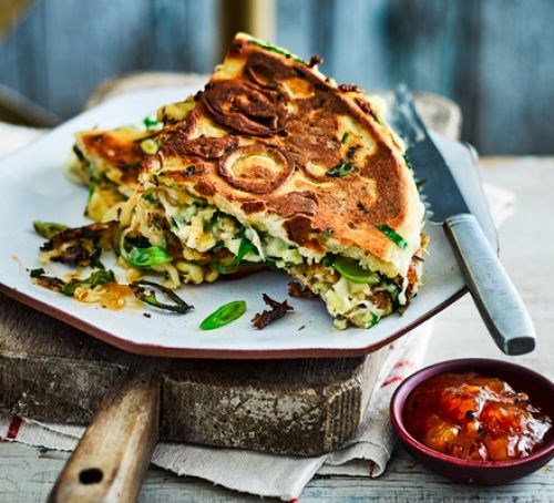 Mango chutney & cheese naan toastie