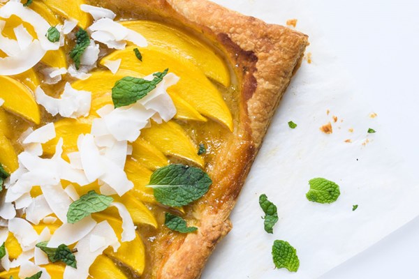 Mango-coconut freeform tart