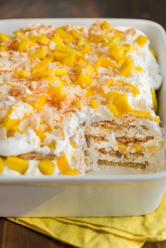 Mango coconut icebox cake
