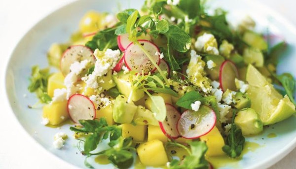 Mango, feta & avocado salad with fresh lime juice 