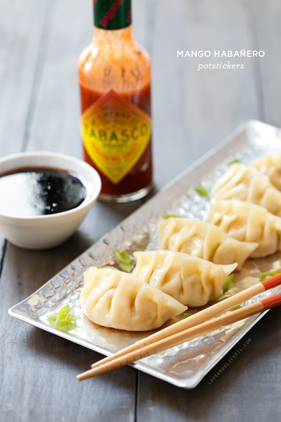 Mango habanero potstickers (with dipping sauce)