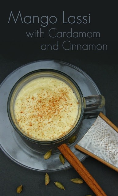 Mango lassi with cardamom and cinnamon