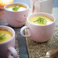 Mango, lime and coconut puddings