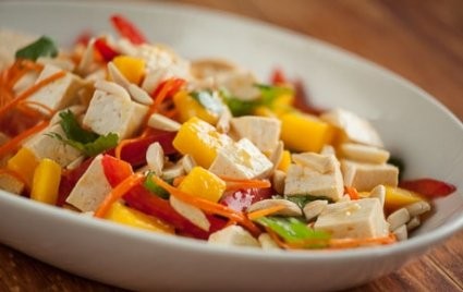 Mango-miso tofu salad