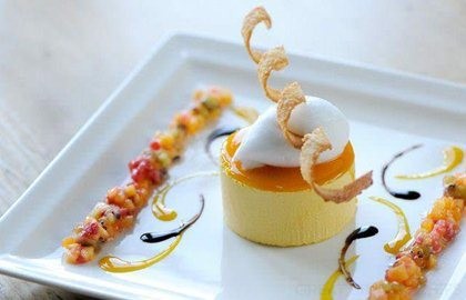 Mango parfait with coconut sorbet