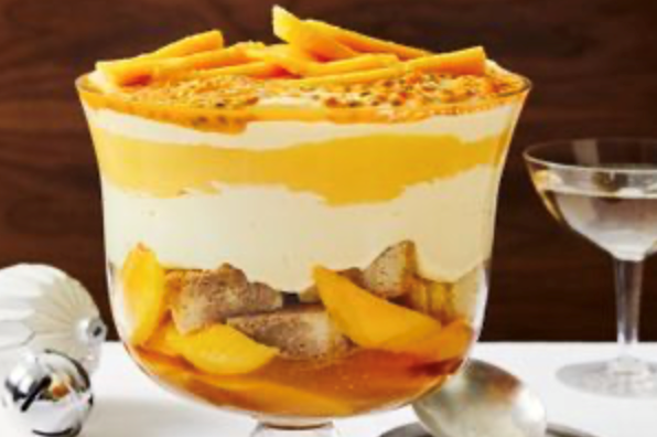 Mango, passionfruit and white chocolate trifle [Tom Gorringe]
