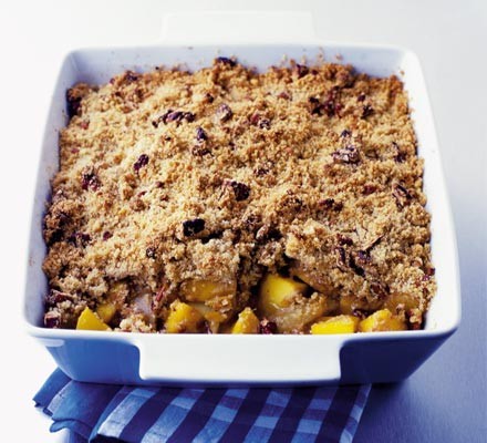 Mango, pear and ginger crumble