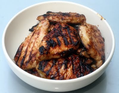 Mango-pineapple jam glazed grilled pork chops