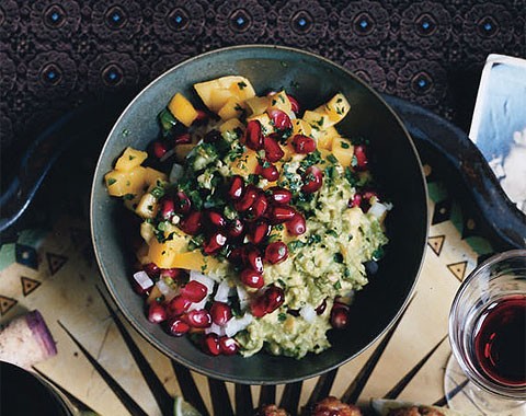 Mango pomegranate guacamole
