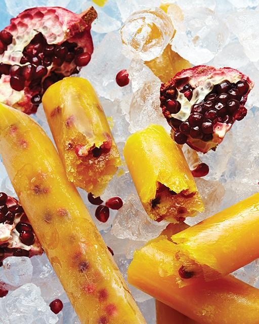 Mango pops with pomegranate