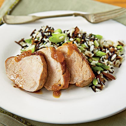 Mango pork with wild rice pilaf