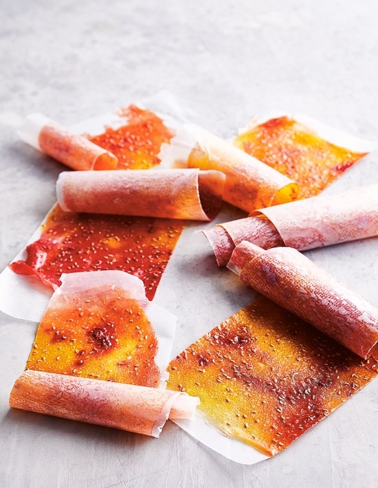 Mango-raspberry fruit roll ups