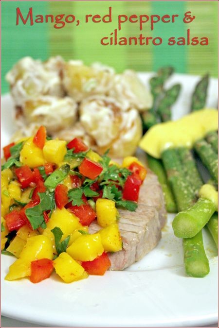 Mango, red pepper and cilantro salsa