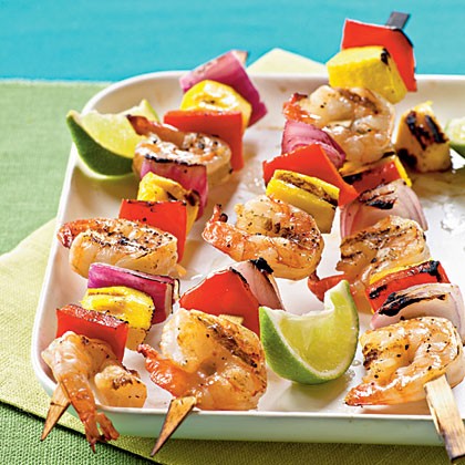 Mango shrimp kebabs