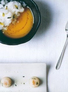Mango soup with lychee granita