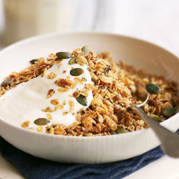 Manuka honey-roast granola with walnut tofu cream