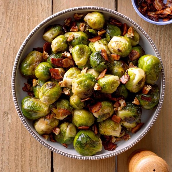 Maple & bacon glazed Brussels sprouts