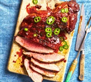 Maple & chilli-glazed leg of lamb
