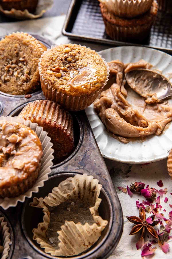 Maple almond banana muffins