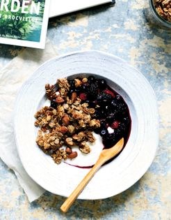 Maple almond granola with yogurt