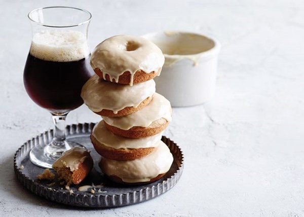 Maple-and-beer glazed doughnuts