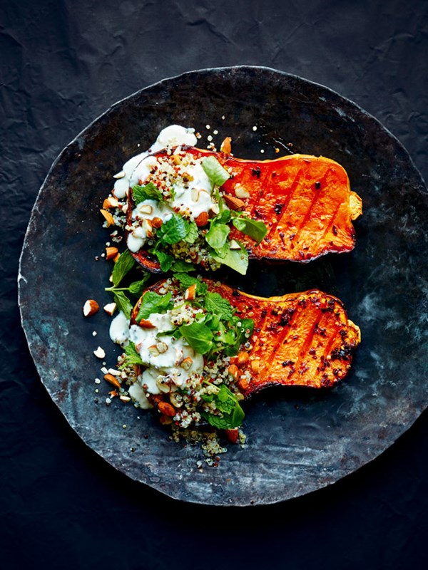 Maple and chilli roasted pumpkin with quinoa tabouli