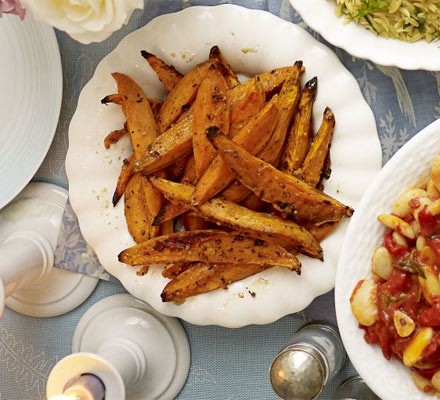 Maple and dukkah roasted sweet potatoes