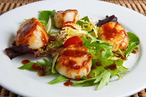 Maple and miso scallops
