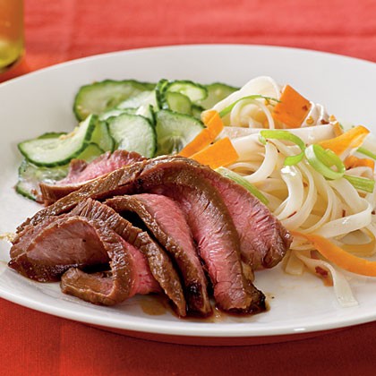 Maple and soy-glazed flank steak
