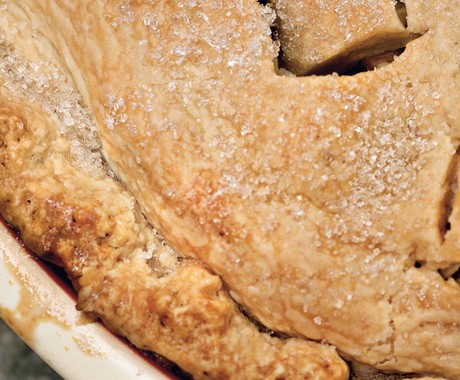 Maple apple pandowdy with dried cranberries