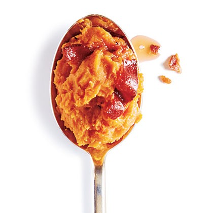 Maple bacon mashed sweet potatoes