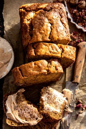 Maple banana bread with cinnamon butter