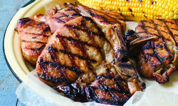 Maple-brined pork chops