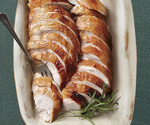 Maple-brined turkey breast with mushroom gravy
