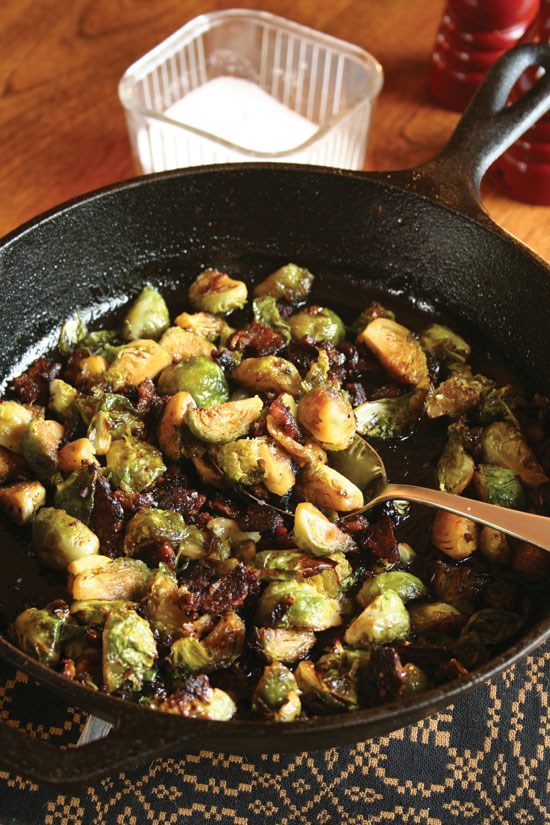 Maple Brussels sprouts with tempeh bacon