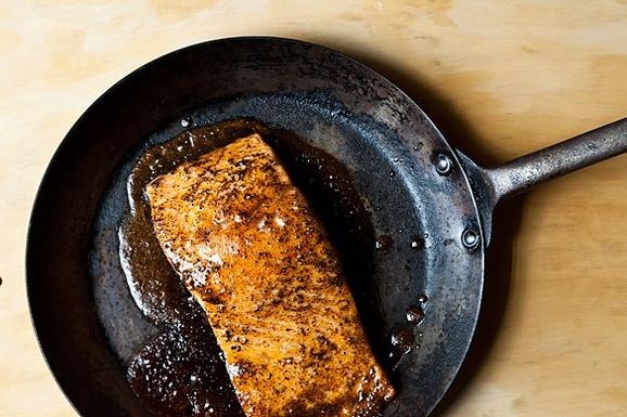 Maple-cardamom glazed salmon
