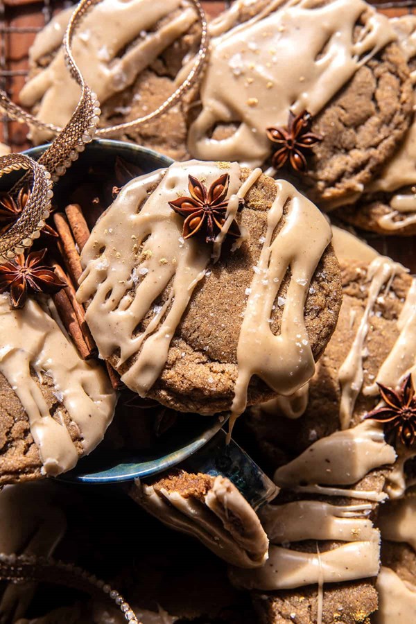 Maple chai latte cookies with brown butter icing