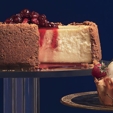 Maple cheesecake with maple-cranberry compote