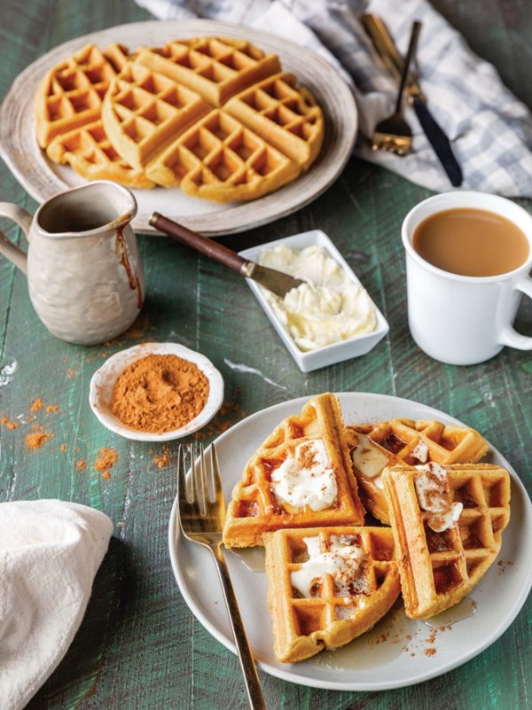 Maple-cinnamon pumpkin waffles