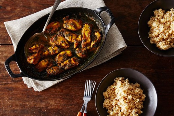 Maple-curry chicken with kale