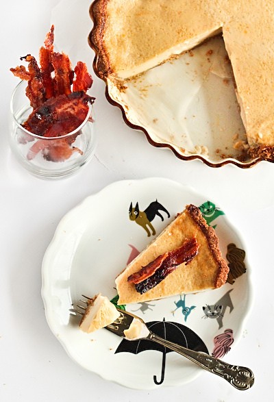 Maple custard pie & candied bacon