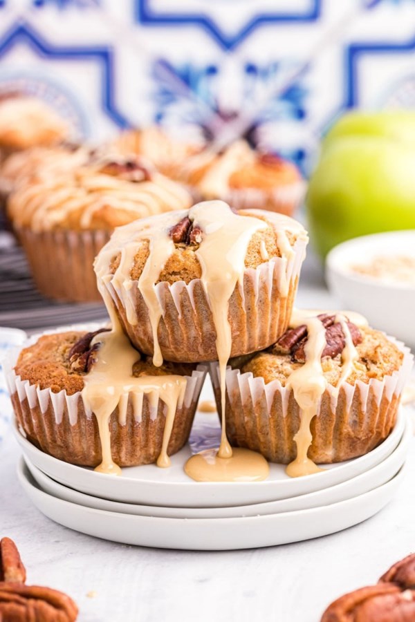 Maple drizzled apple muffins