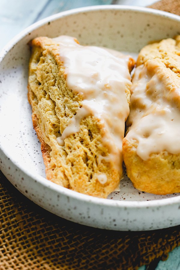 Maple-glazed pumpkin scones