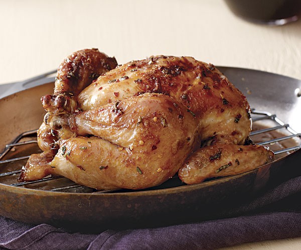 Maple-glazed roast chicken