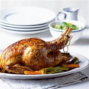 Maple-glazed roast chicken