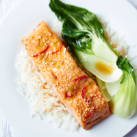 Maple-glazed salmon 